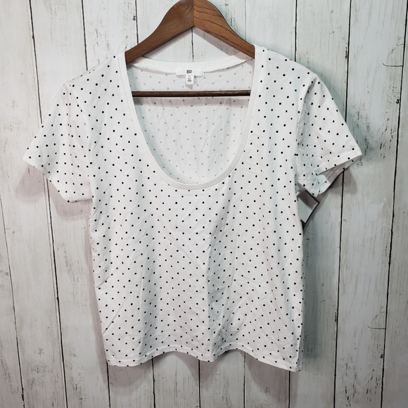 New! BP White Cotton Cropped Top Black Polka Dots - Picture 3 of 6